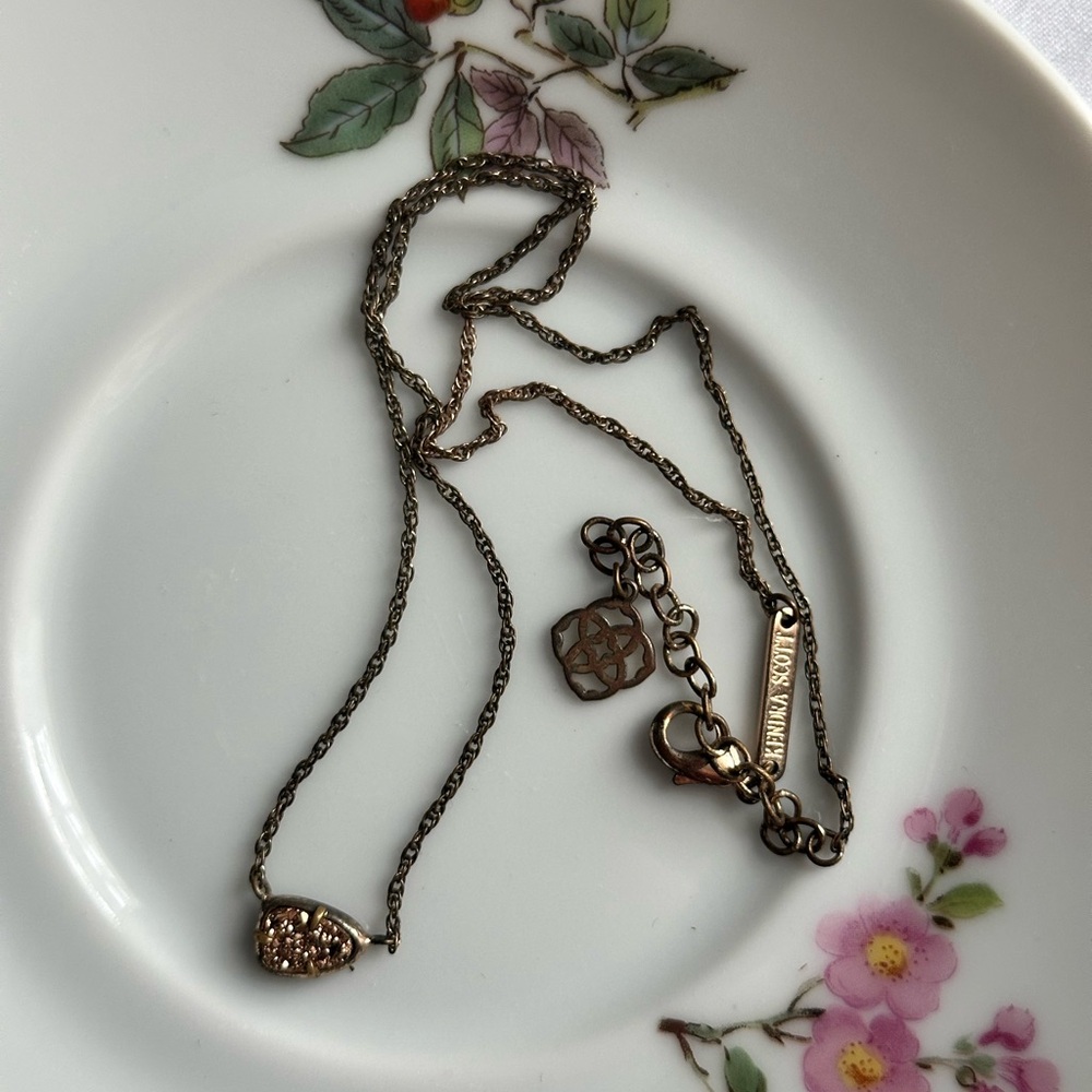 Kendra Scott Rose Gold Drusy Pendent Necklace